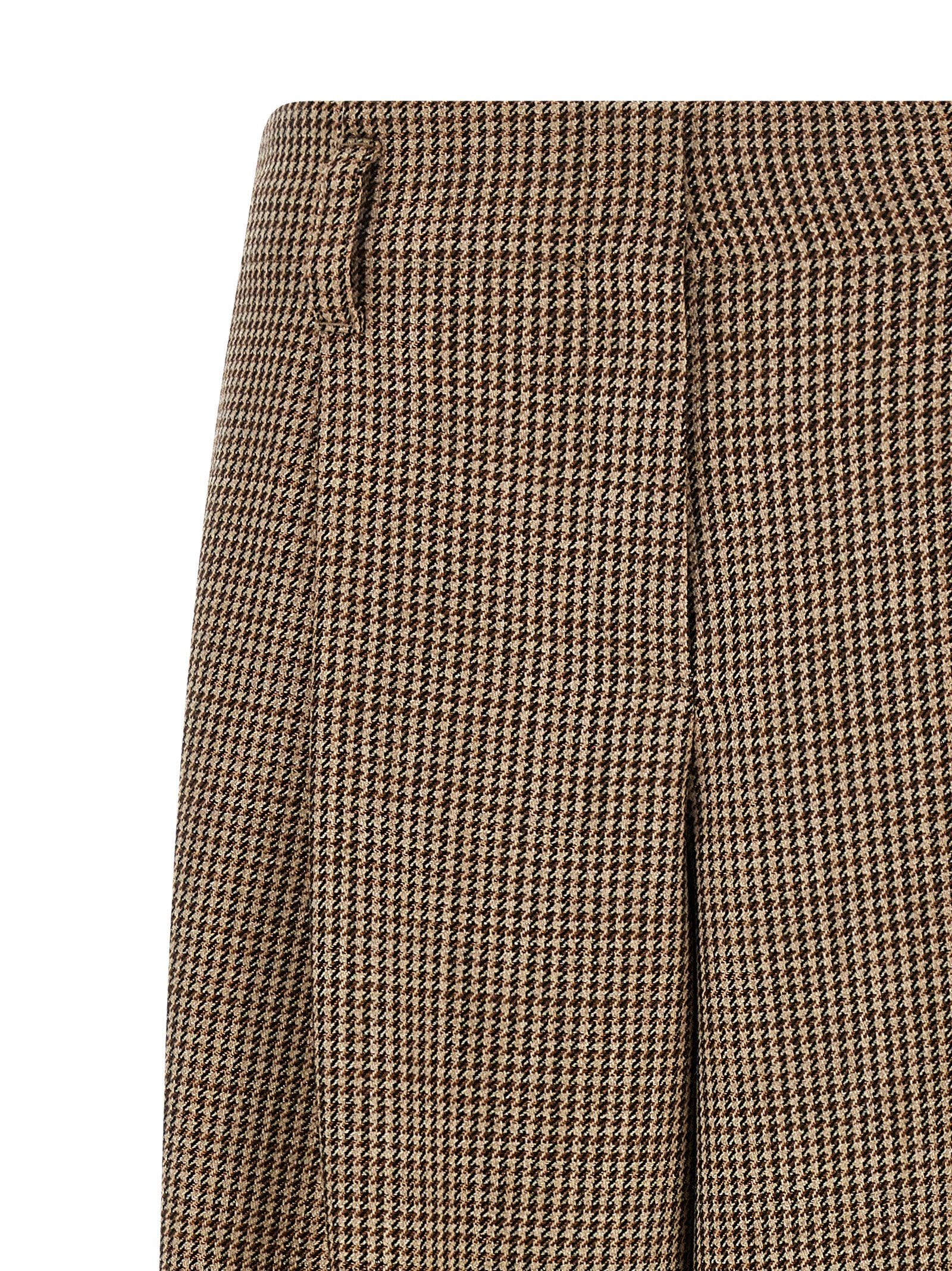 Brown Virgin Wool Flared Pants