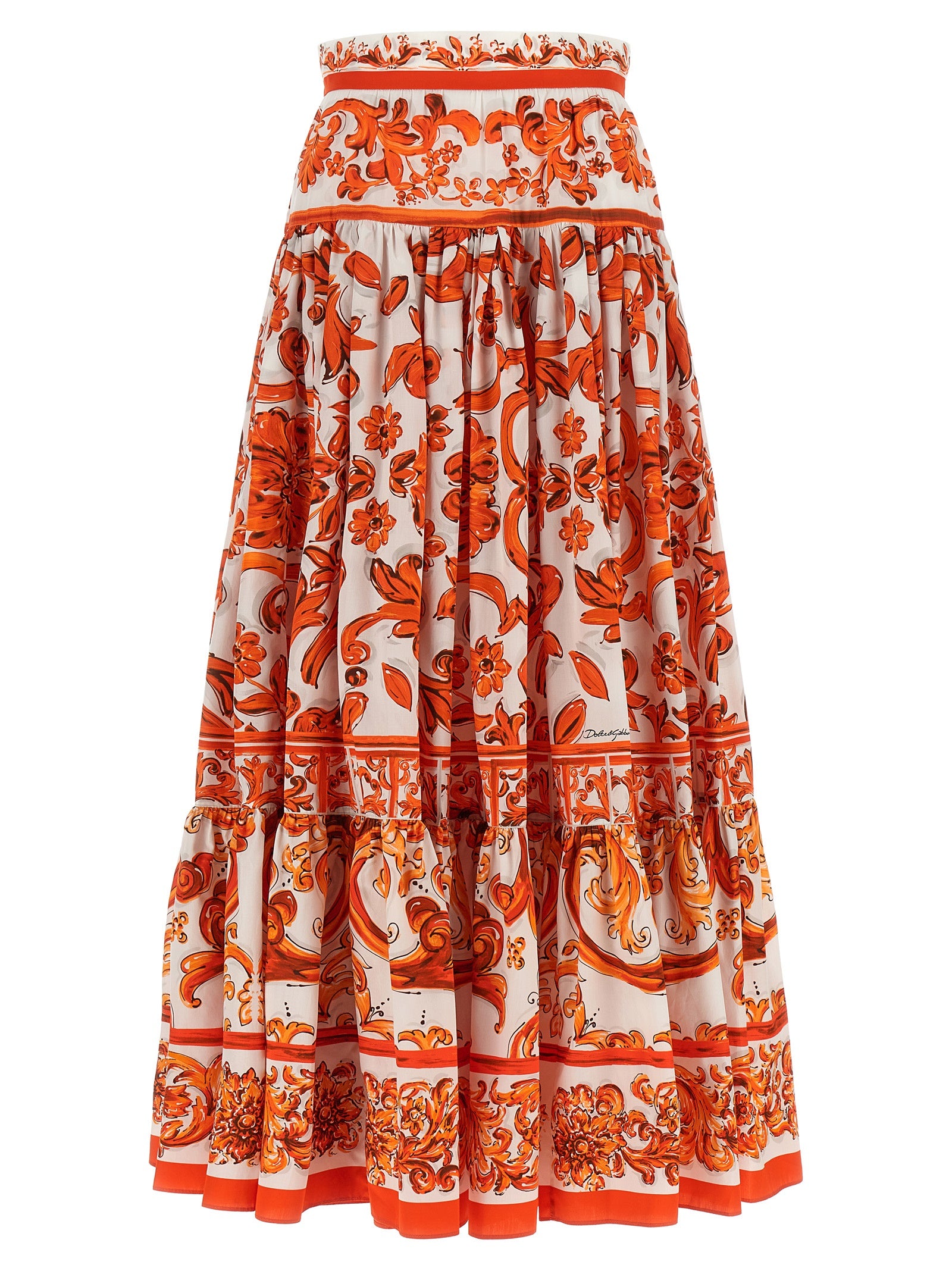 Orange Cotton Mini Skirt