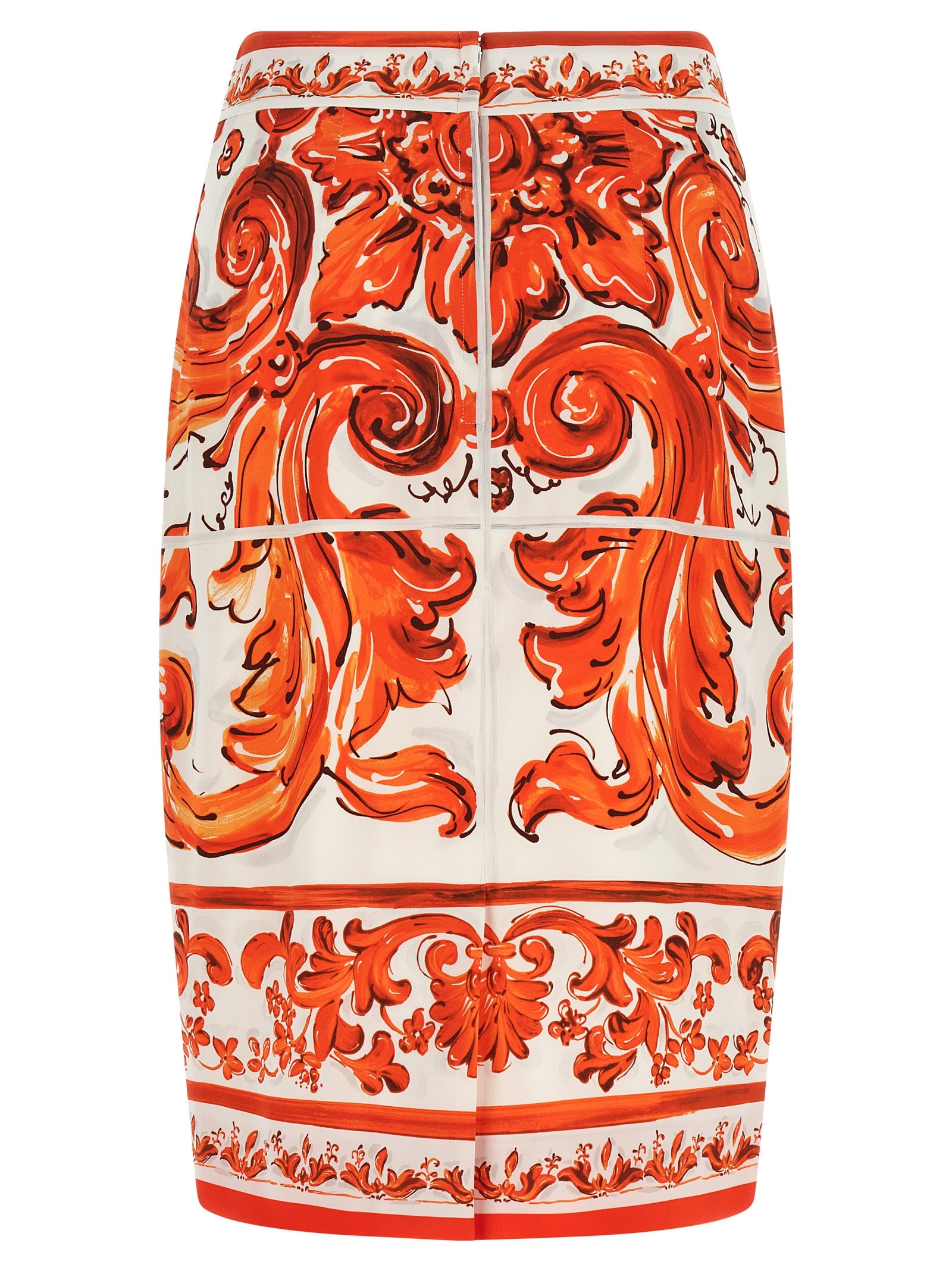 Orange Silk Midi Skirt