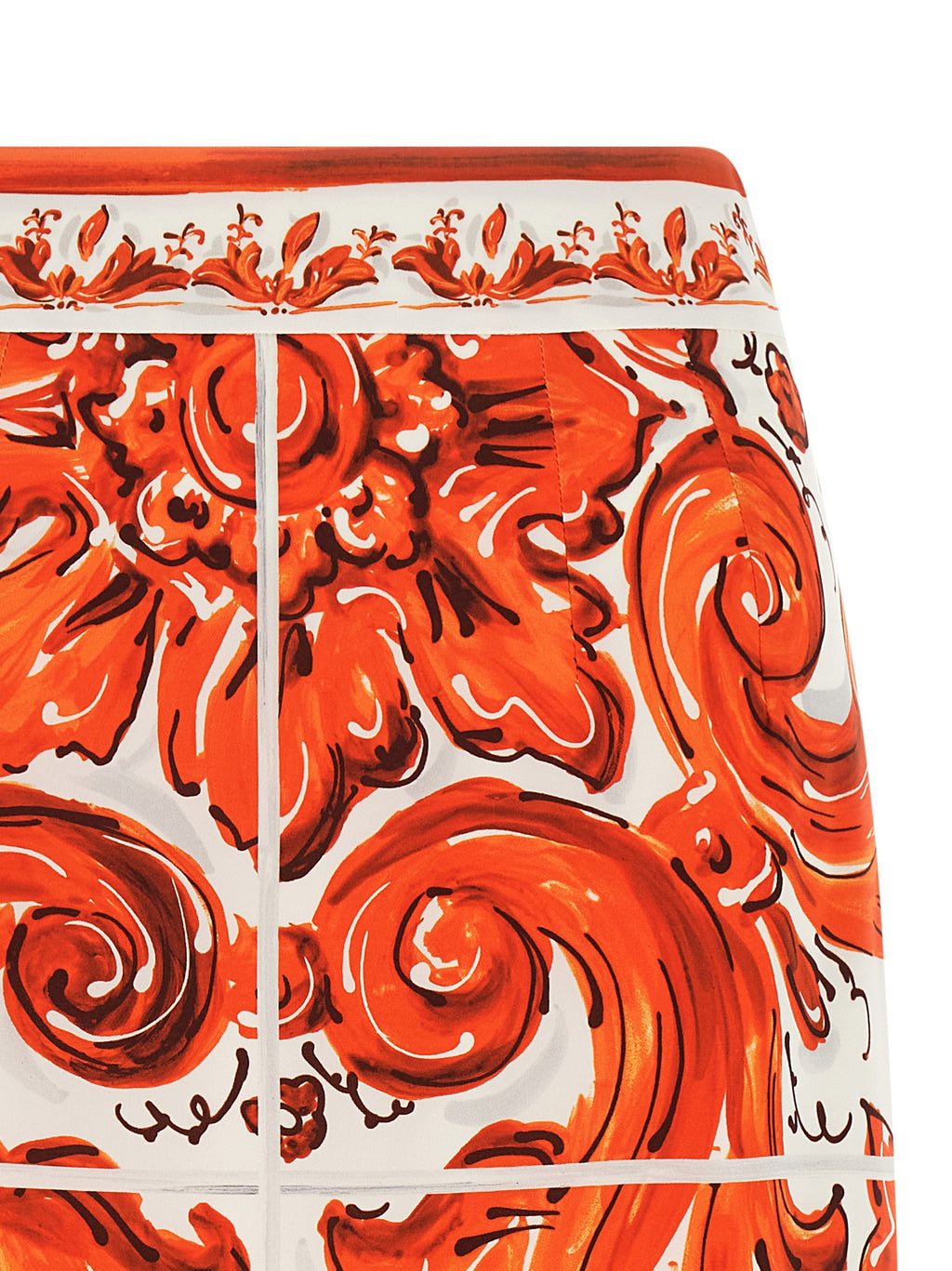 Orange Silk Midi Skirt