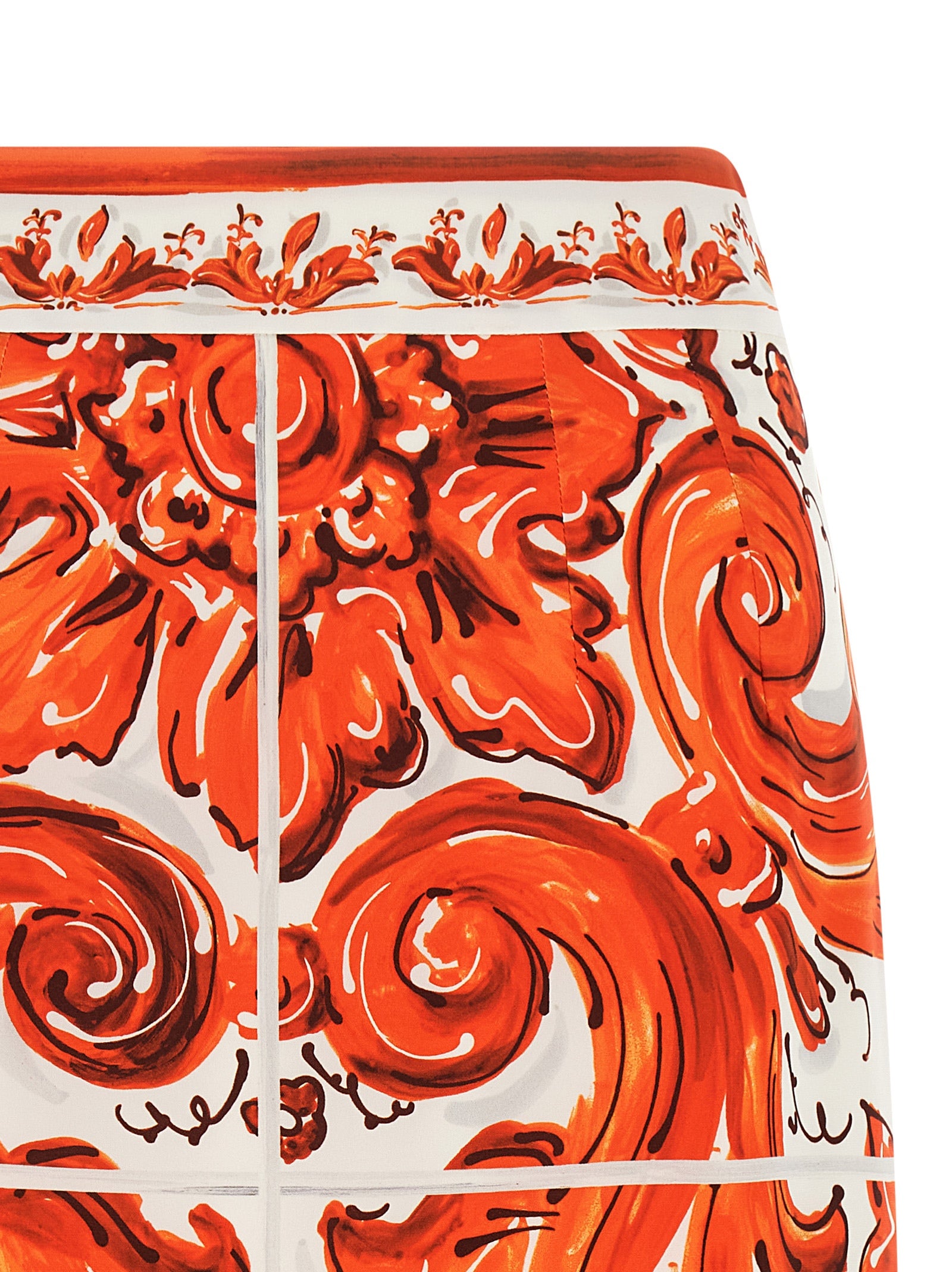 Orange Silk Midi Skirt