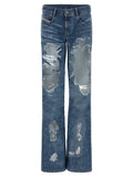 Blue Cotton Flared Jeans