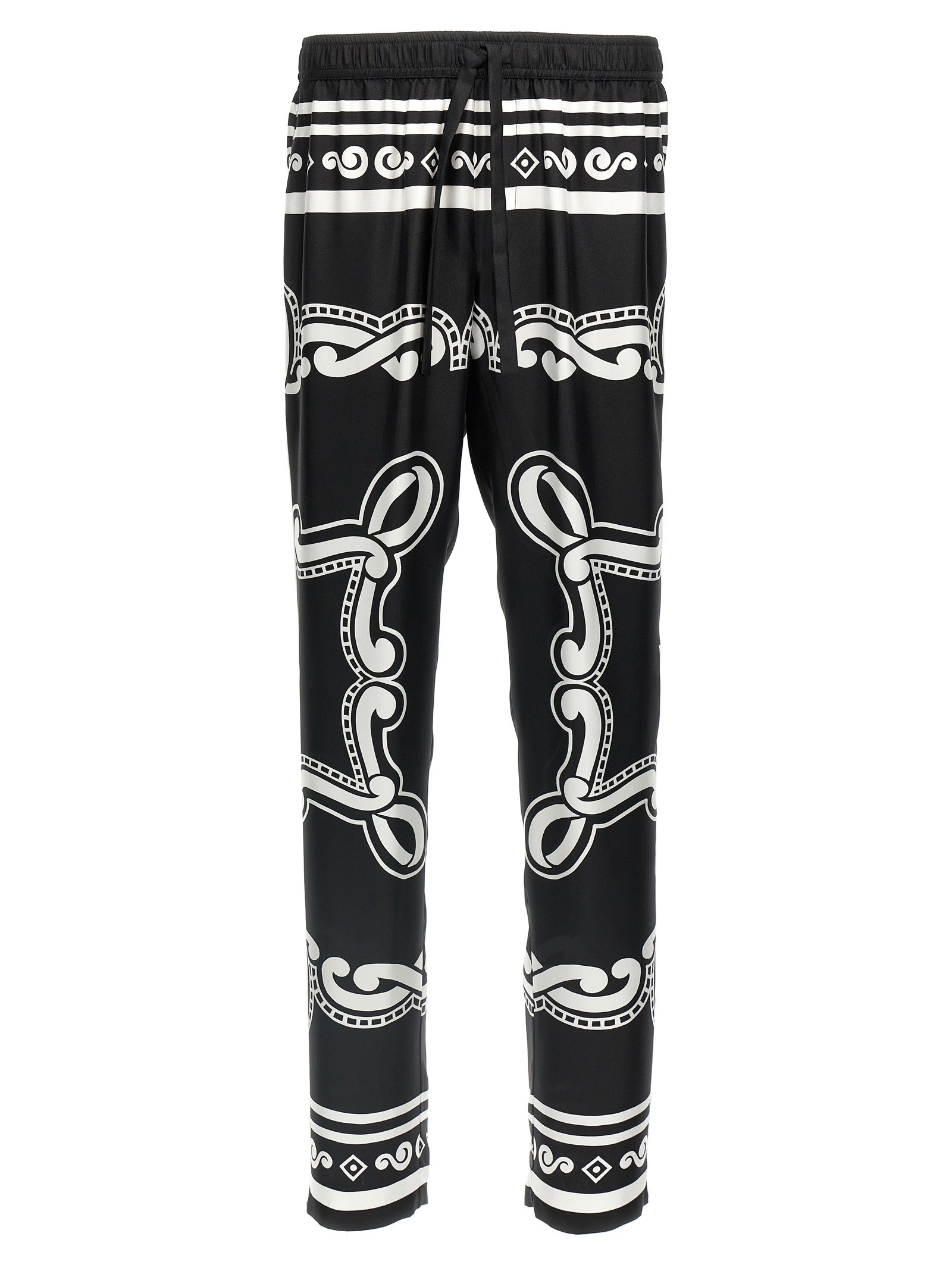 Bicolor Silk Casual Pants
