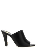 Black Leather Stiletto Heel Sandals