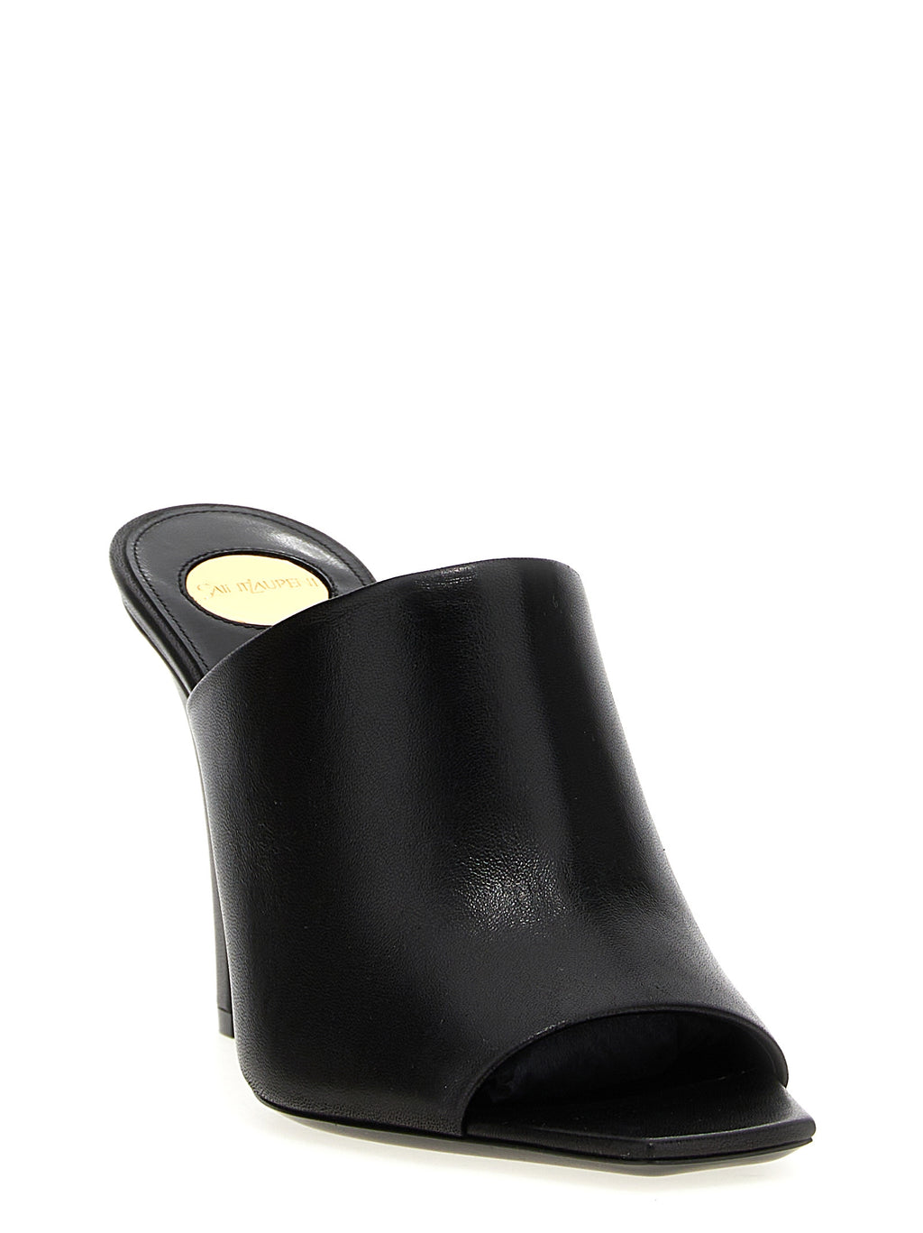 Black Leather Stiletto Heel Sandals