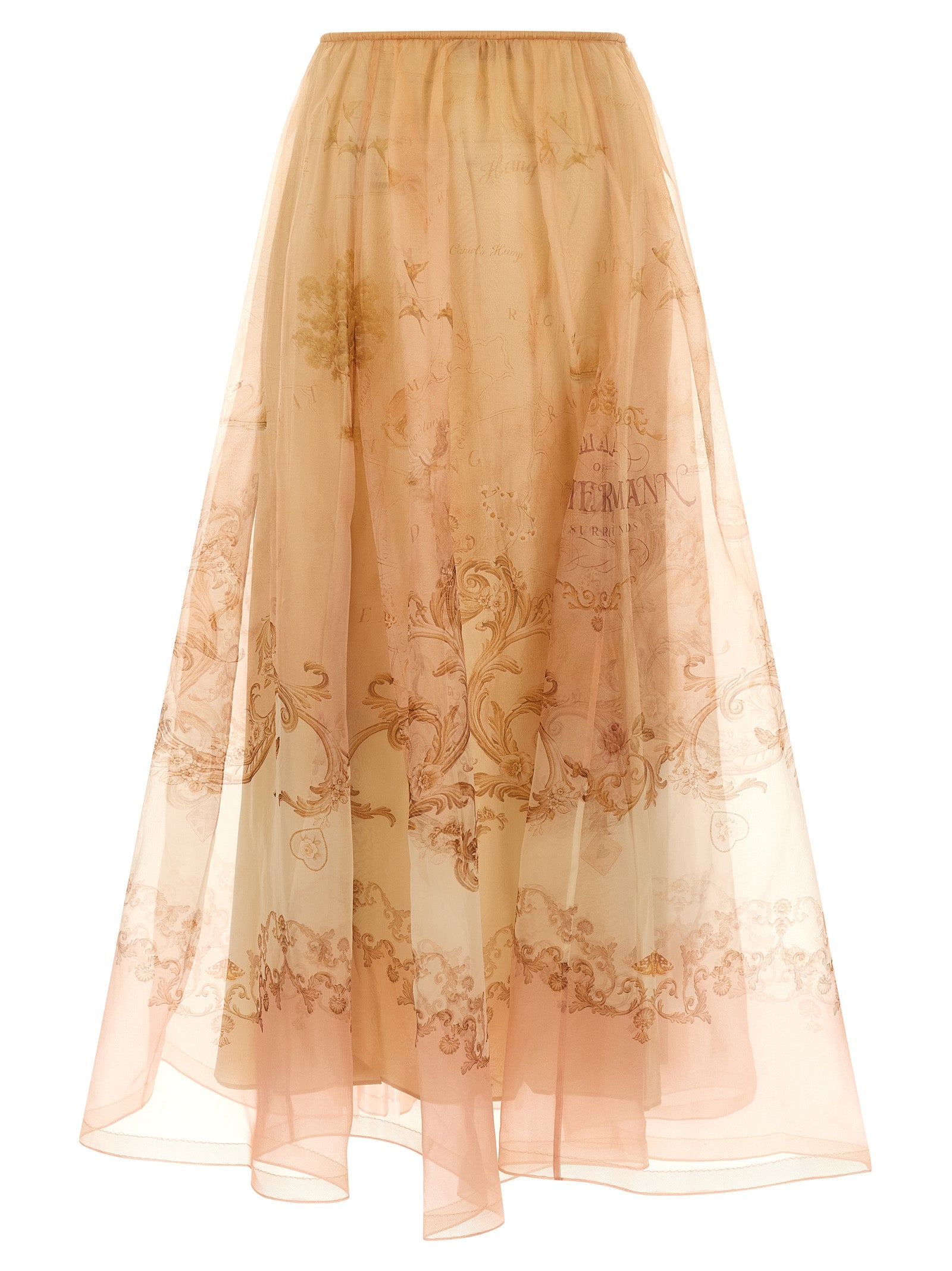 Beige Silk Mini Skirt