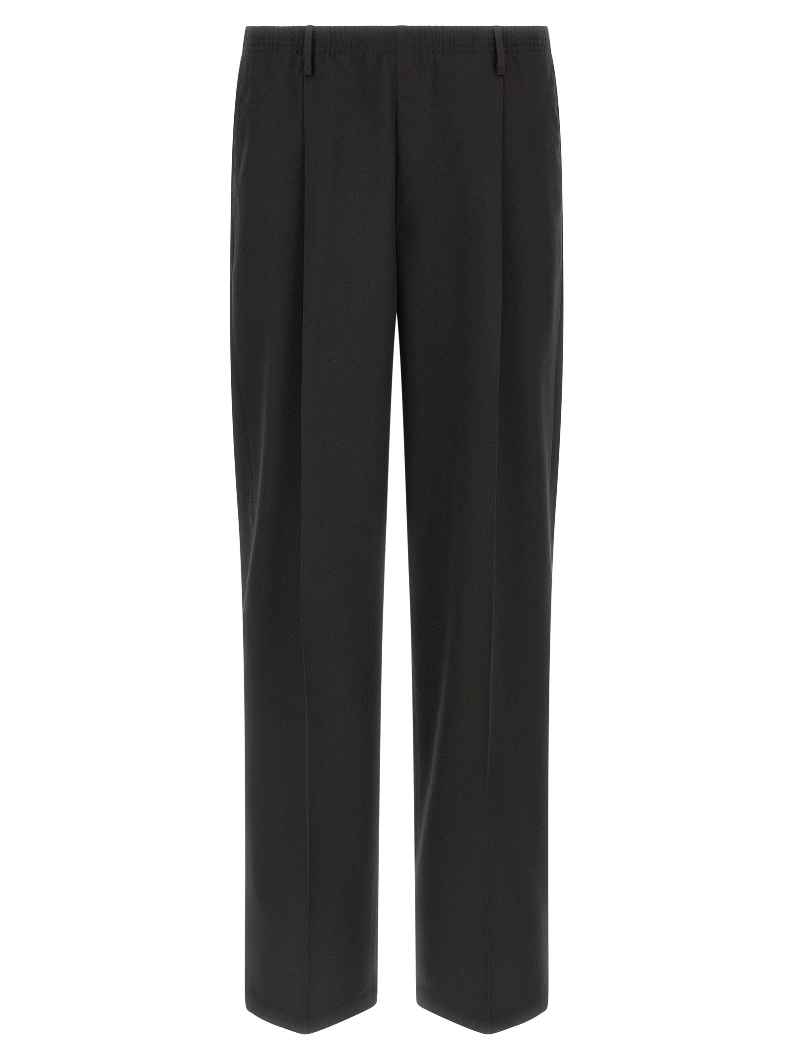 Black Polyester Casual Pants