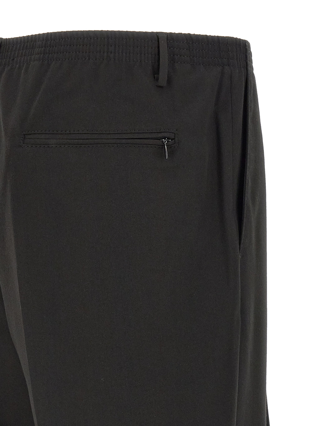 Black Polyester Casual Pants