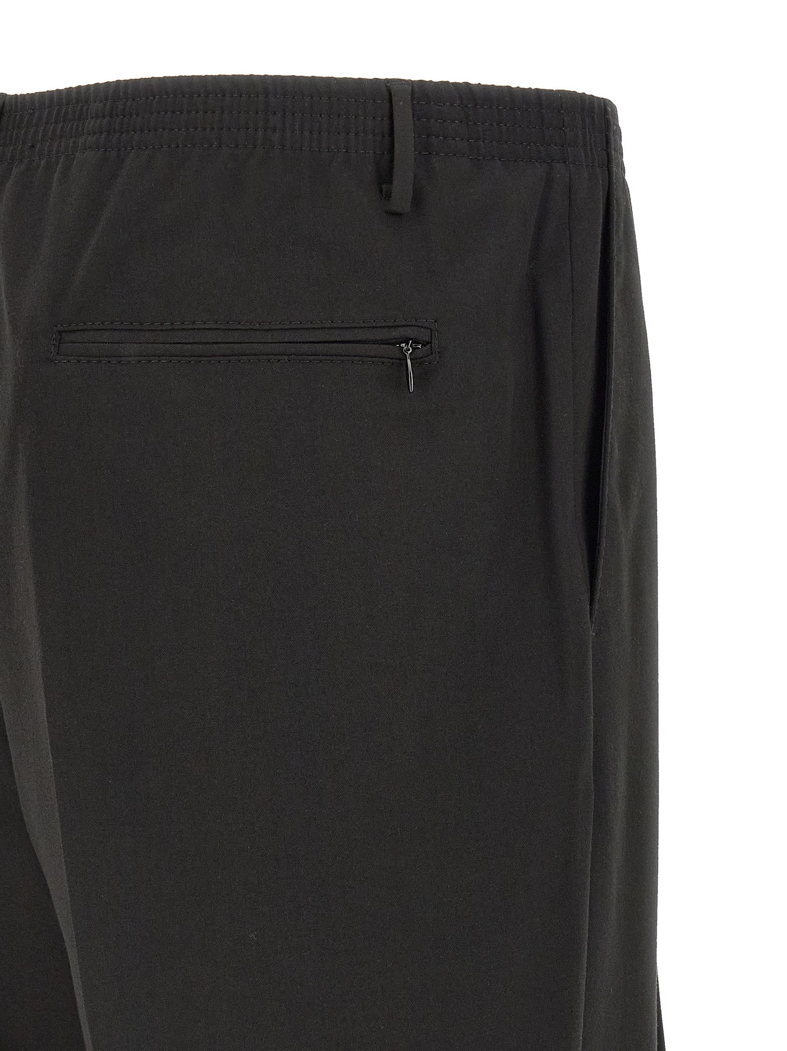 Black Polyester Casual Pants