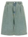 Blue Cotton Bermuda Shorts