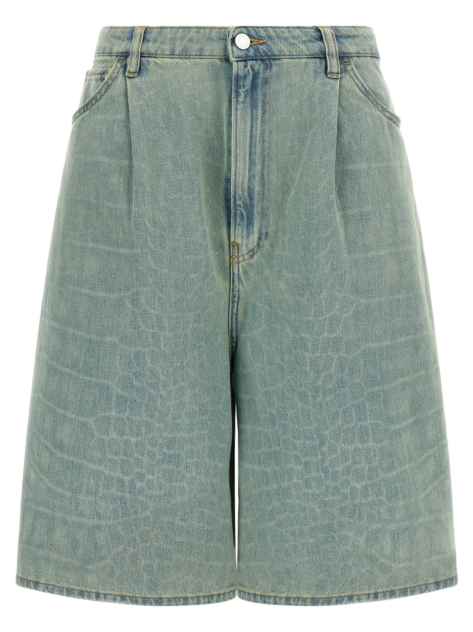 Blue Cotton Bermuda Shorts