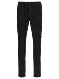 Black Cotton Tapered Jeans