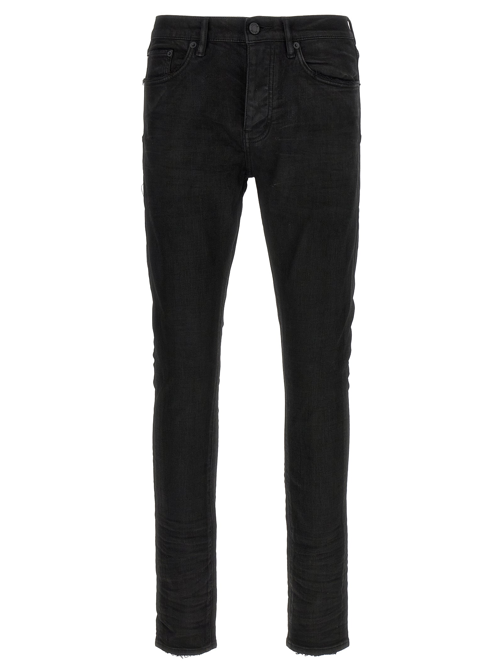 Black Cotton Tapered Jeans