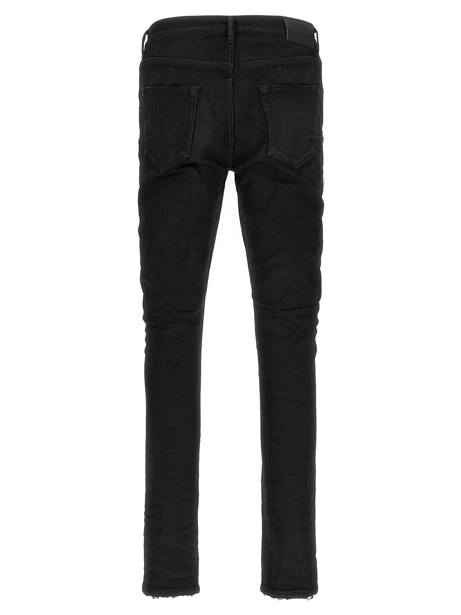 Black Cotton Tapered Jeans