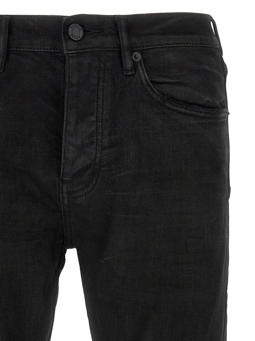 Black Cotton Tapered Jeans