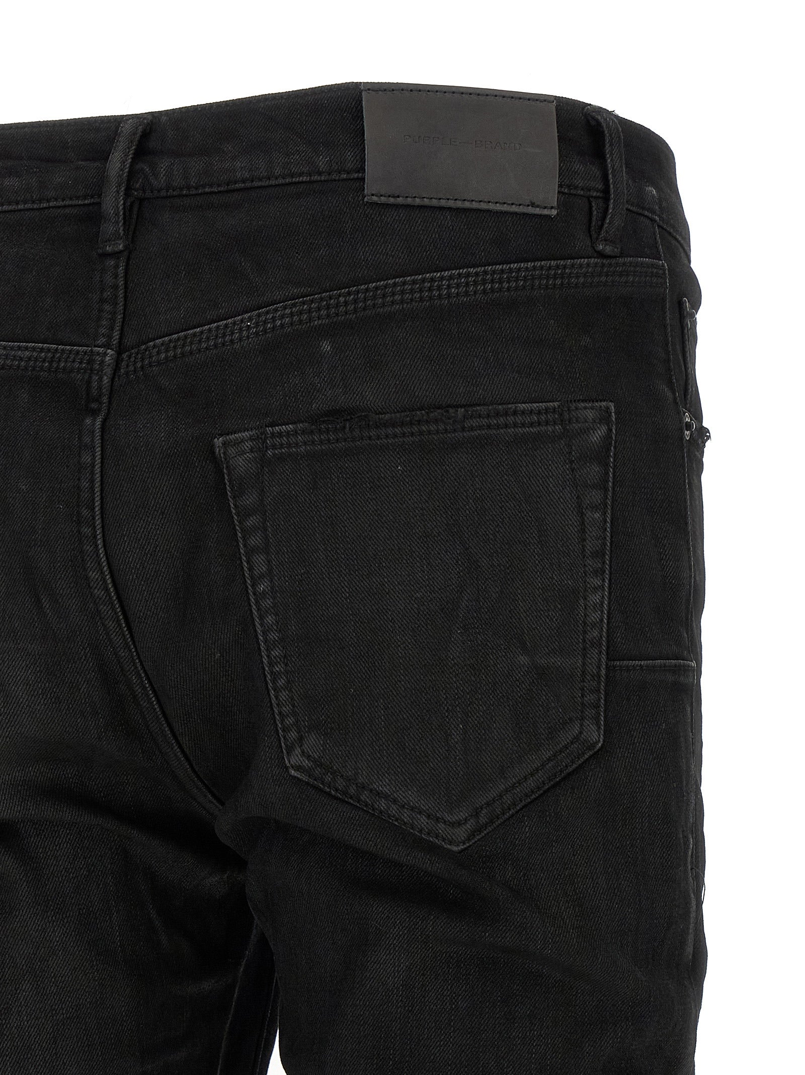 Black Cotton Tapered Jeans