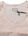 Light Pink Linen V-Neck Long Sleeves Blouse Top