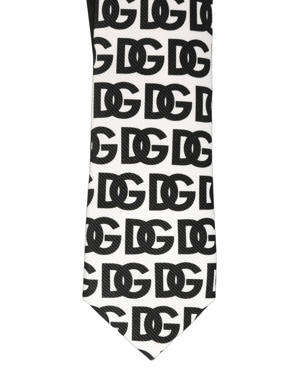 White Black Logo Monogram Wide Adjustable Men Necktie Tie
