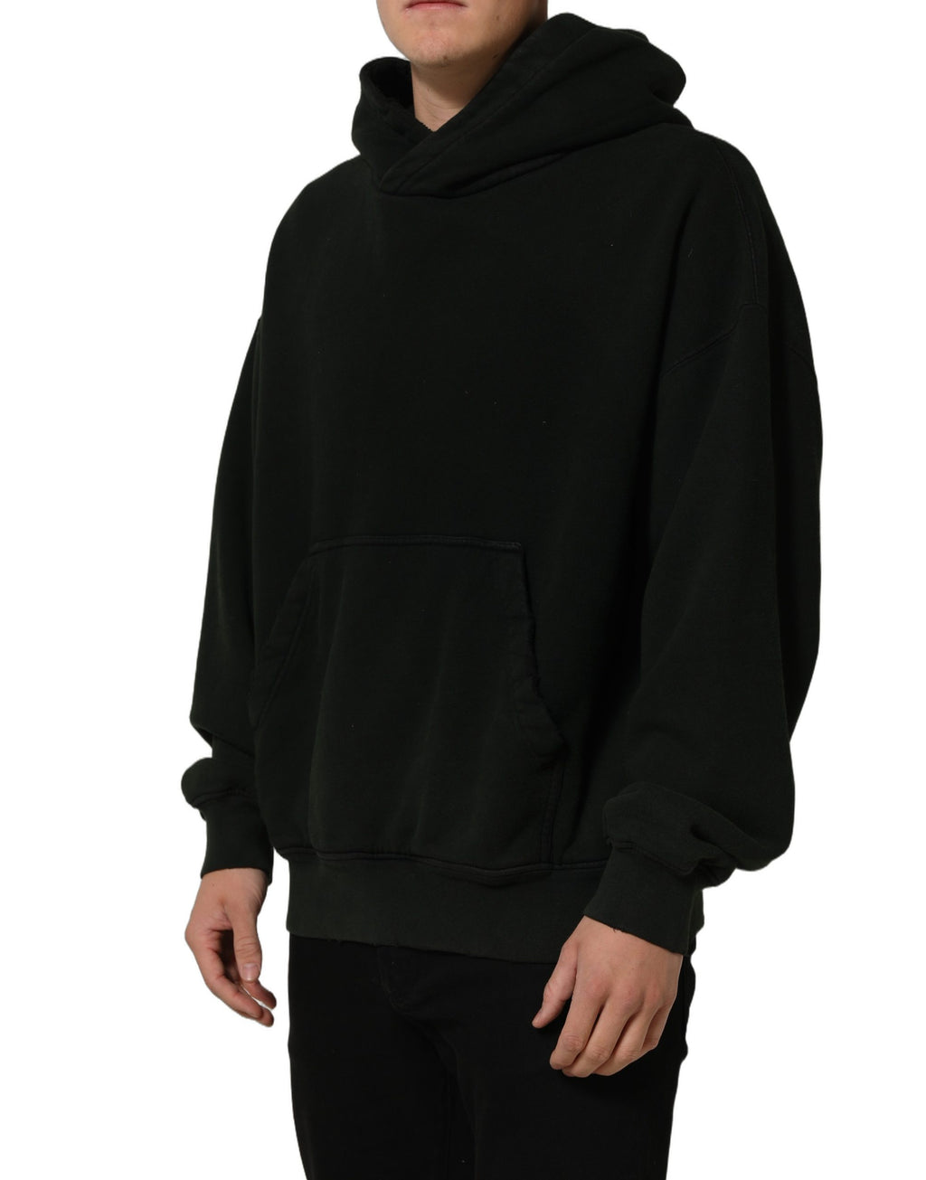 Black Cotton Hooded Men Sweatshirt Sweater