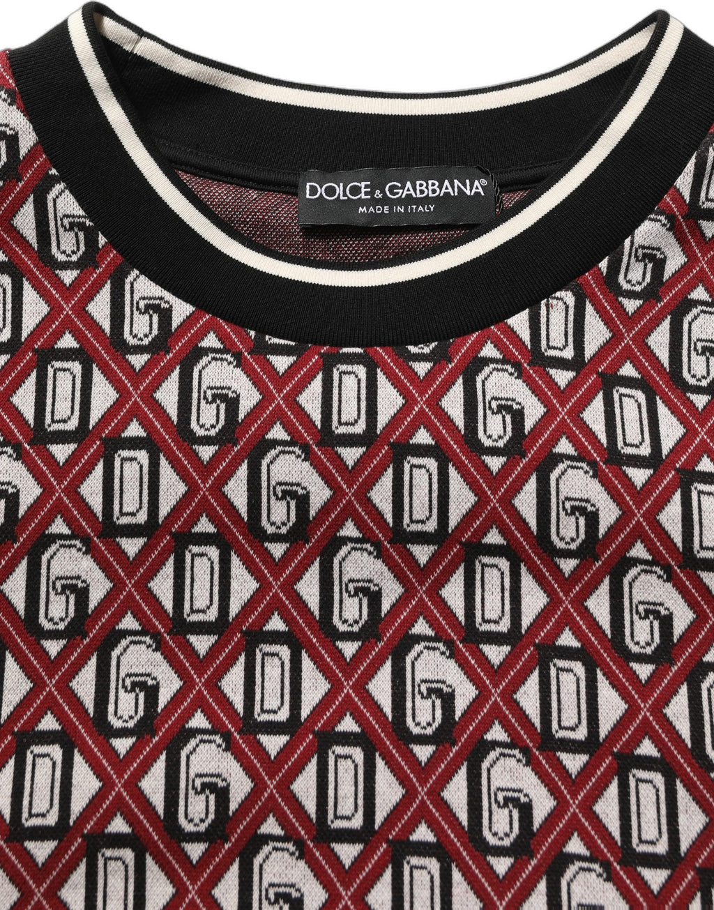 Red Logo Cotton Jacquard Sweatshirt Sweater