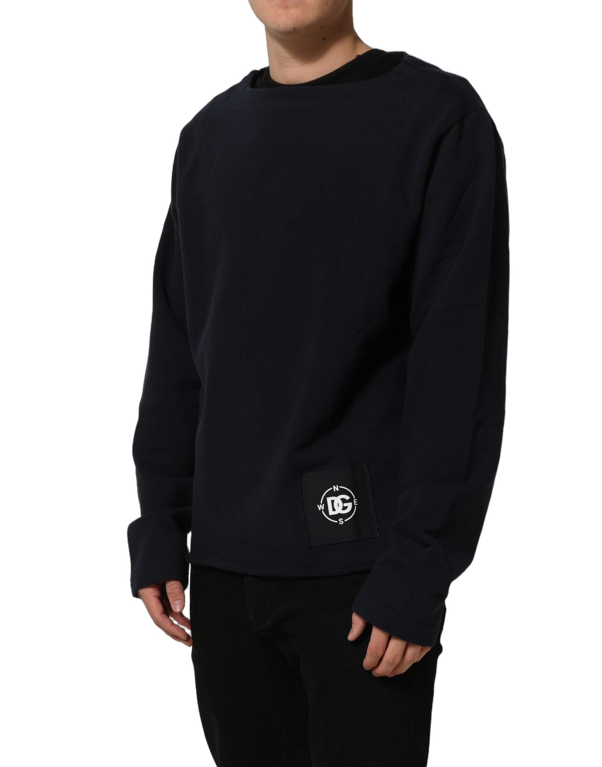 Dark Blue Logo Cotton Sweatshirt Sweater