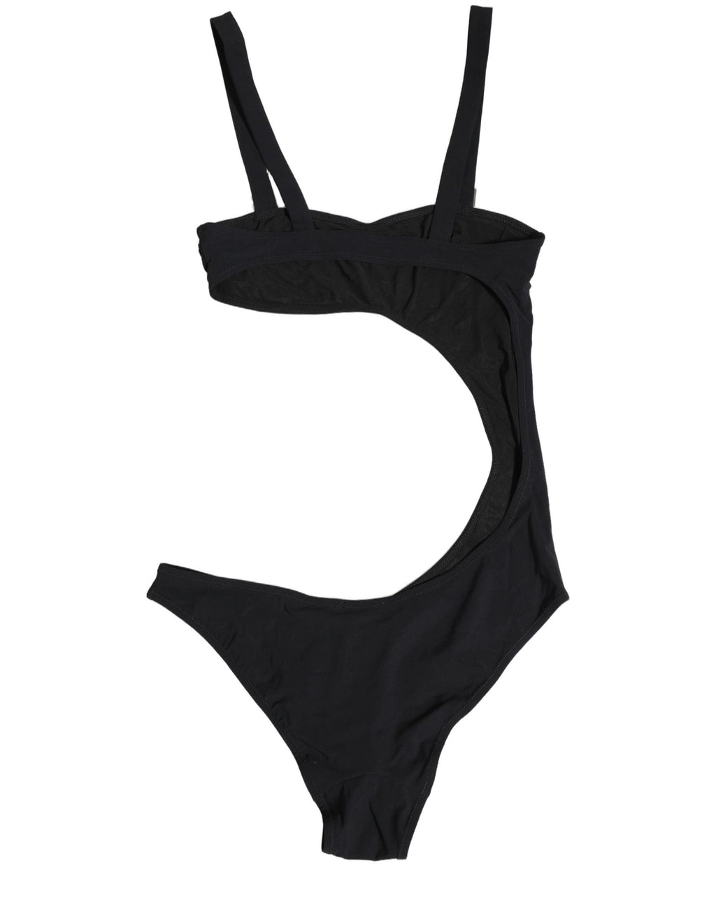 Black Embellished Cutout Bandeau One Piece Swimwear
