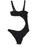 Black Embellished Cutout Bandeau One Piece Swimwear