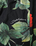 Black Floral Print One Piece Swimsuit Swimwear