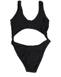 Black Cutout Logo One Piece Swimsuit Swimwear