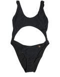Black Cutout Logo One Piece Swimsuit Swimwear