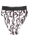 White Black Graphic Logo High Brief Underwear