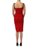 Red Stretch Bodycon Sheath Knee Length Dress
