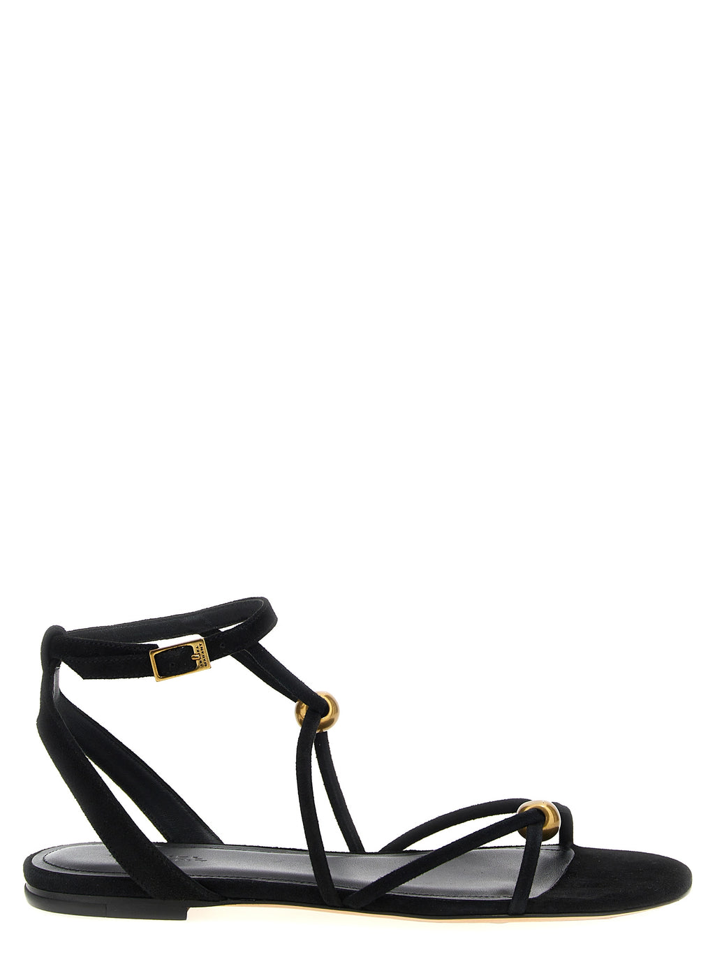 Black Goatskin Flat Sandals