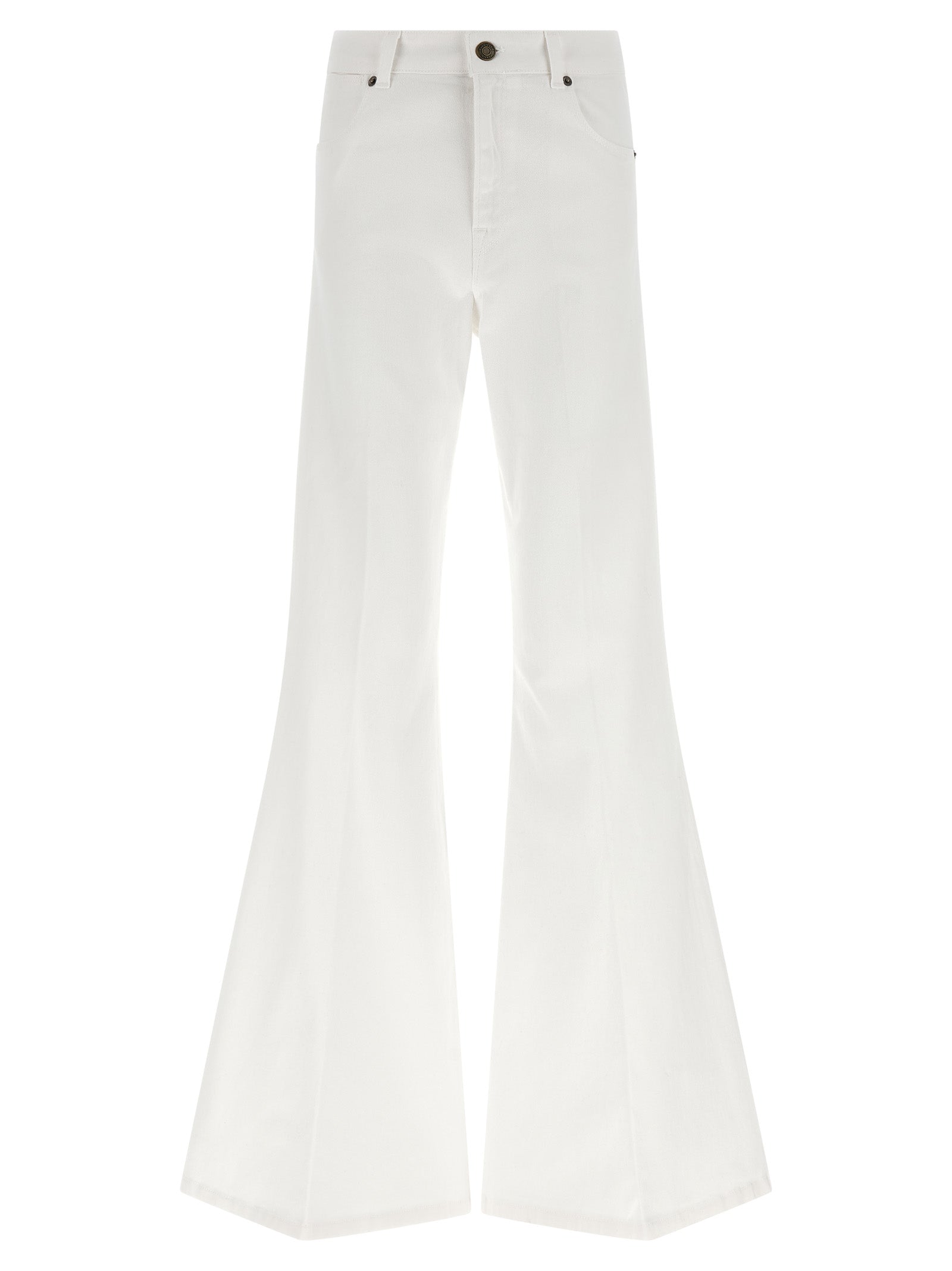 White Cotton Flared Jeans