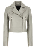 Gray Lambskin Leather Jacket