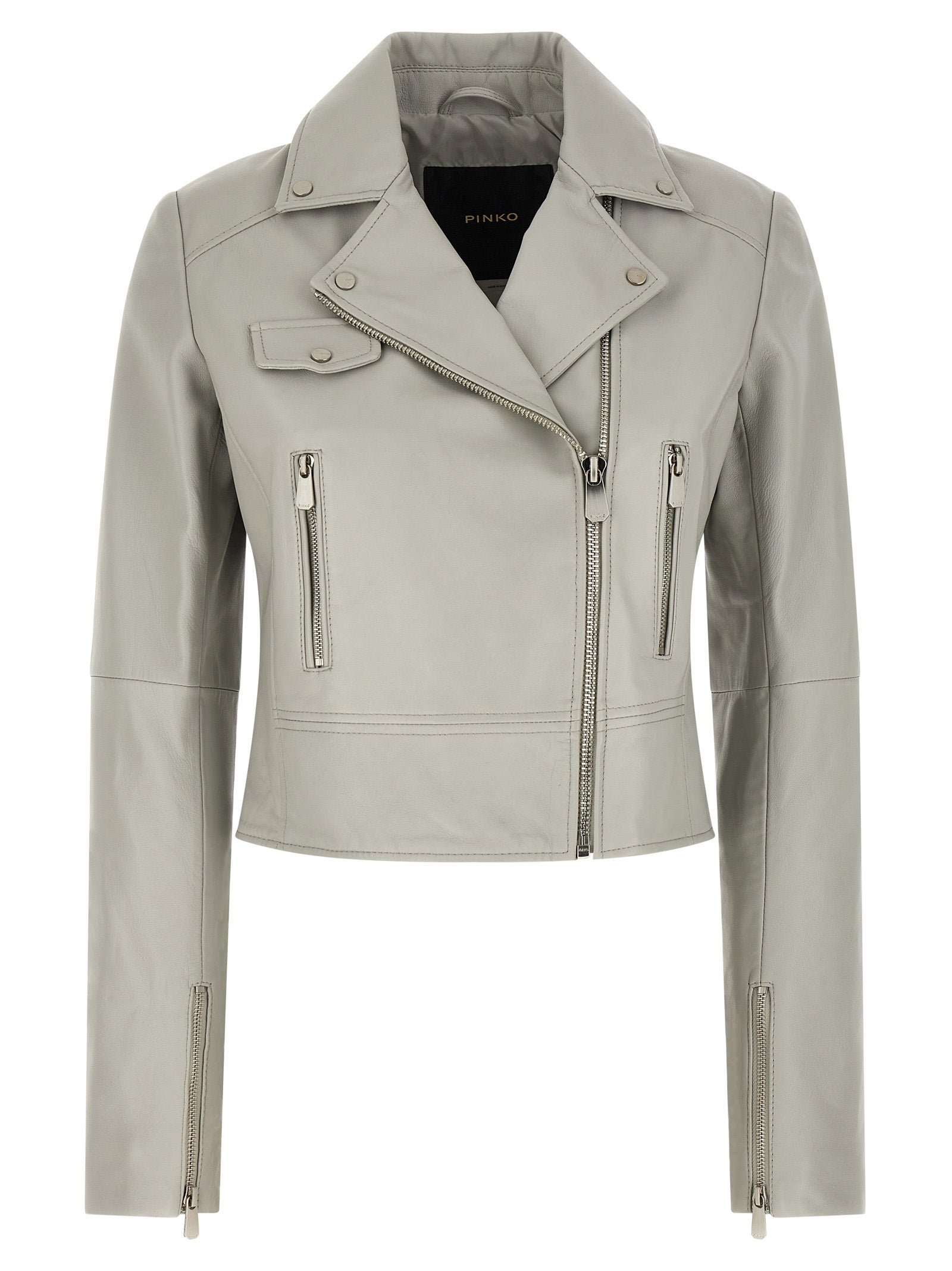 Gray Lambskin Leather Jacket