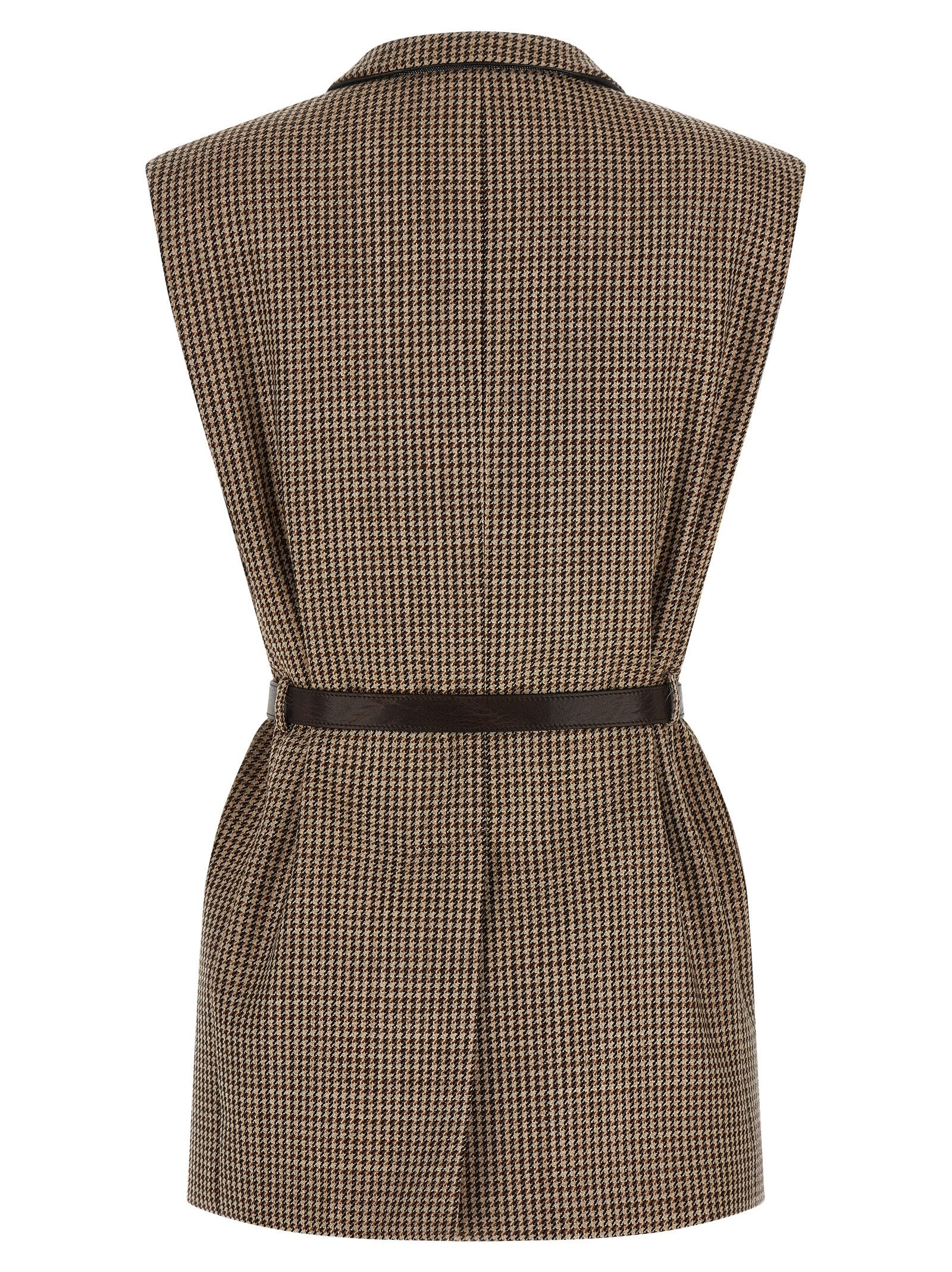 Beige Virgin Wool Sleeveless Jacket