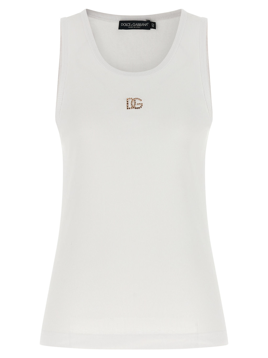 White Cotton Sleeveles T-Shirt
