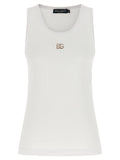 White Cotton Sleeveles T-Shirt