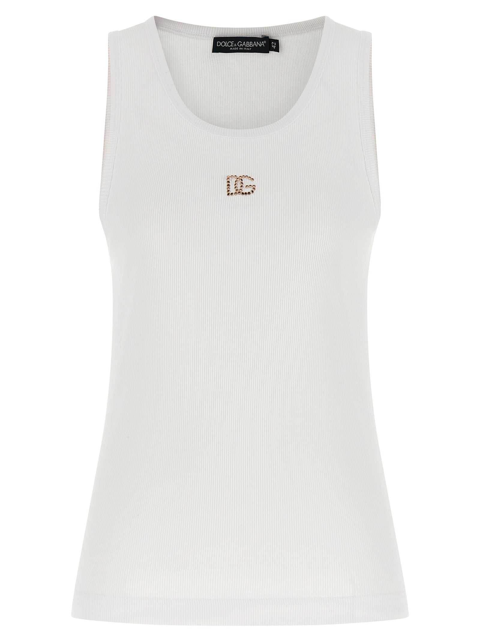 White Cotton Sleeveles T-Shirt