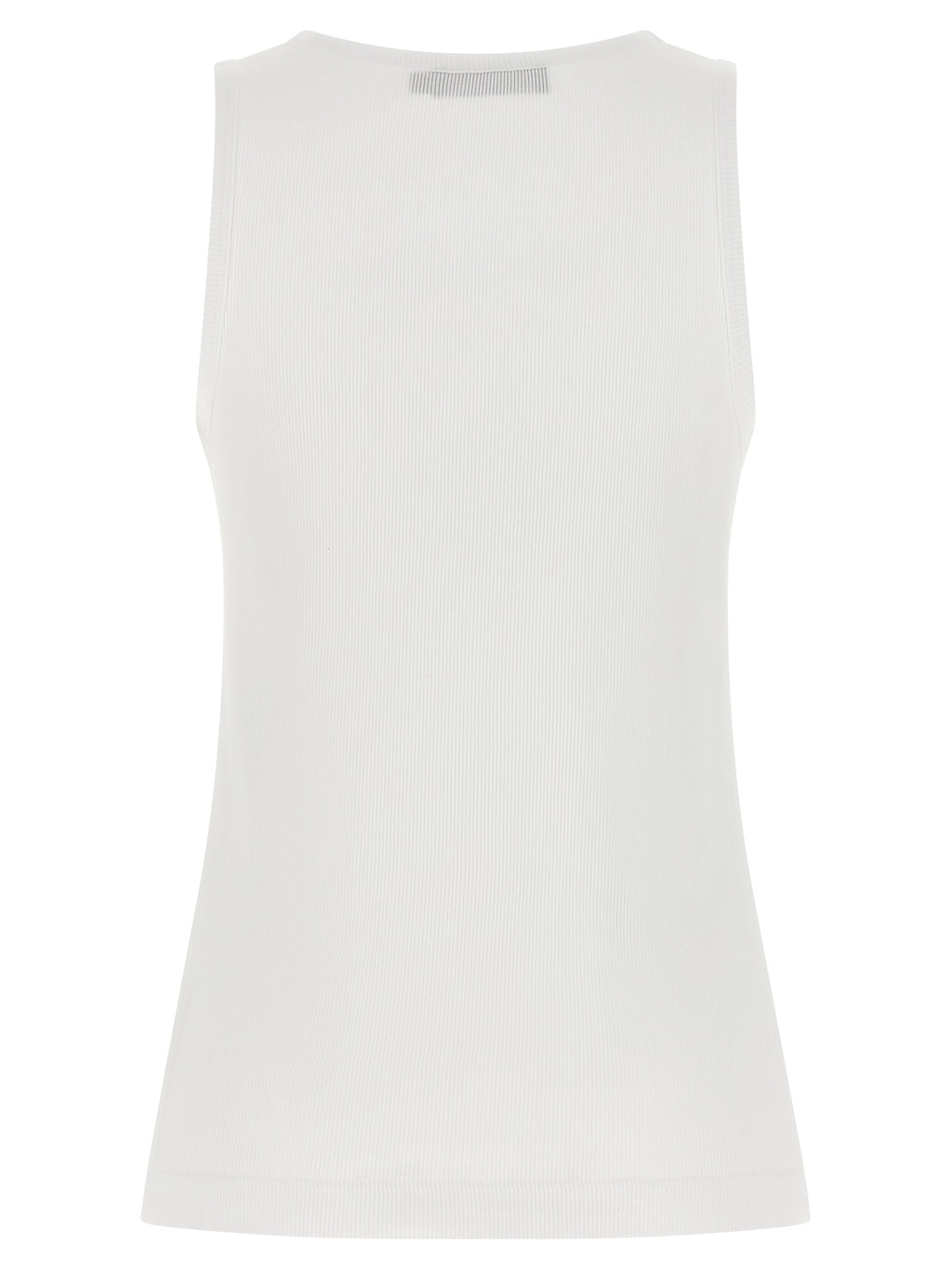 White Cotton Sleeveles T-Shirt