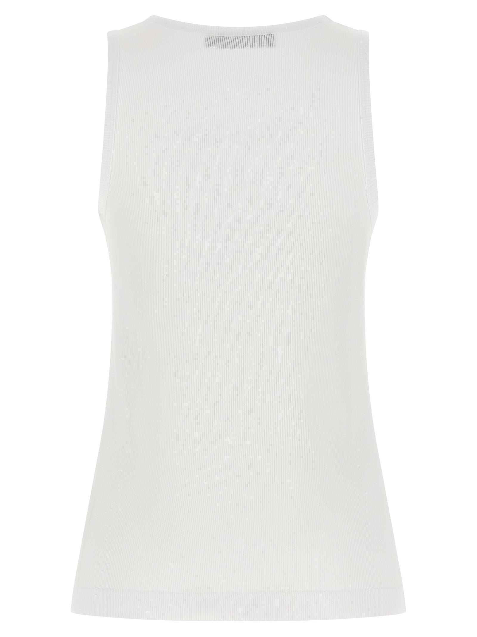 White Cotton Sleeveles T-Shirt