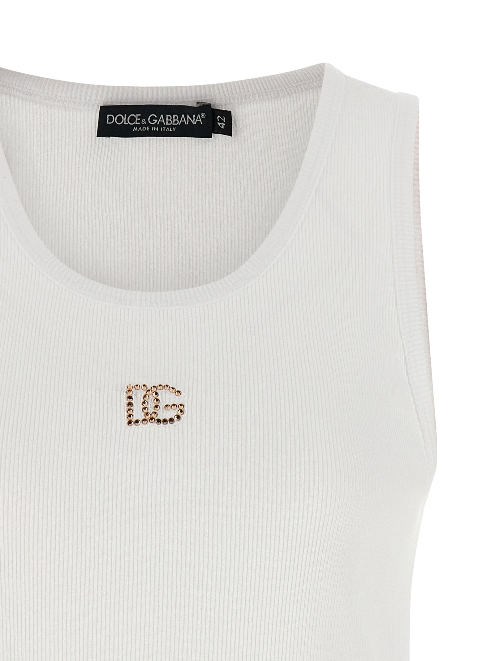 White Cotton Sleeveles T-Shirt