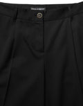 Black High Waist Straight Dress Trouser Pants