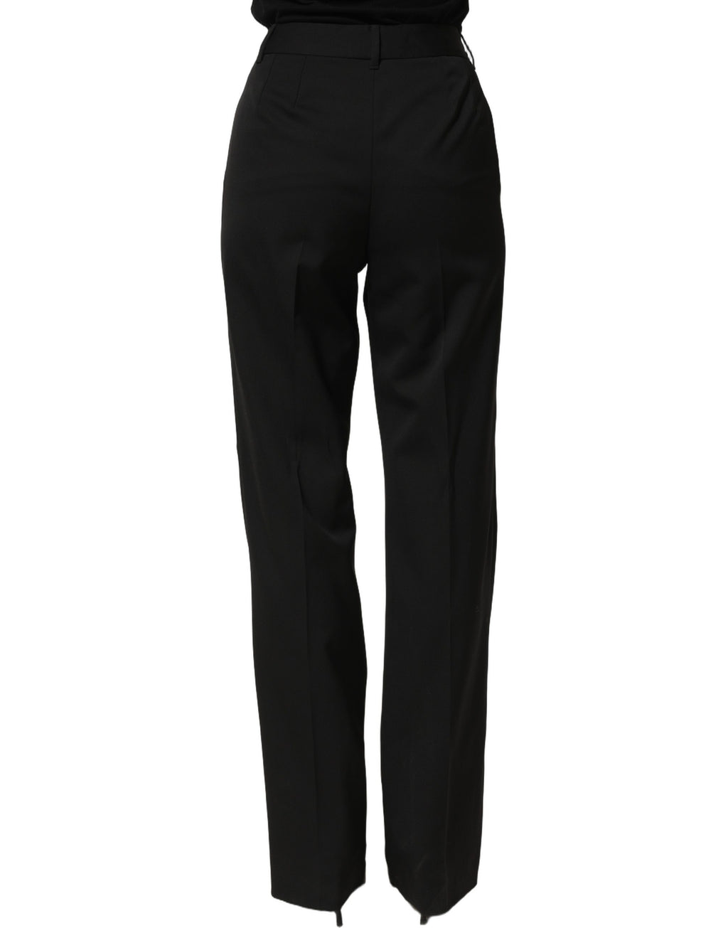 Black High Waist Straight Dress Trouser Pants