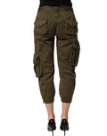 Olive Green High Waist Cargo Trouser Pants