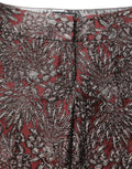 Burgundy Grey Floral Jacquard Straight Pants