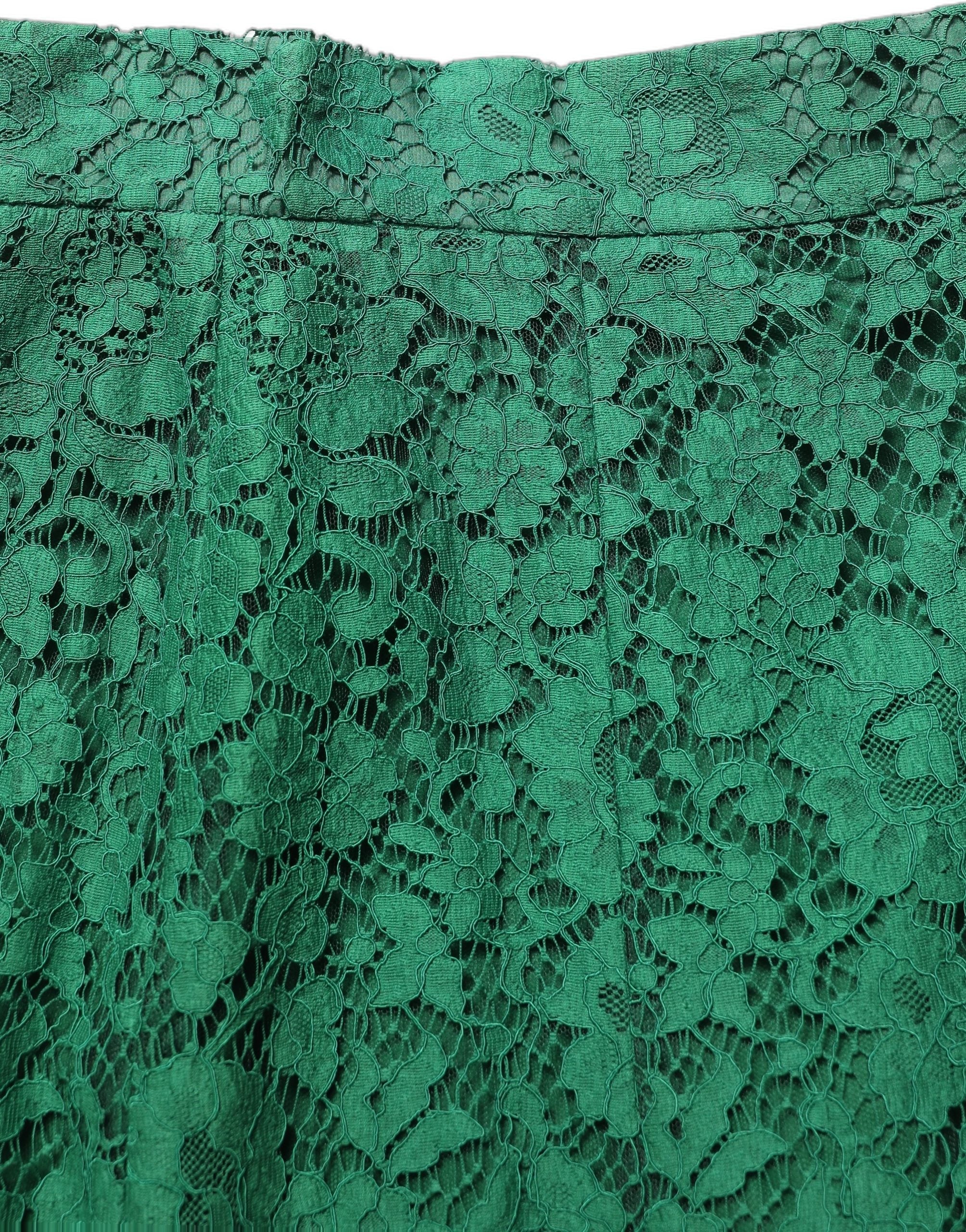 Green Lace High Waist Mermaid Midi Skirt