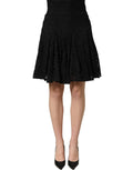 Black Floral Cut Out Lace A-line Mini Skirt