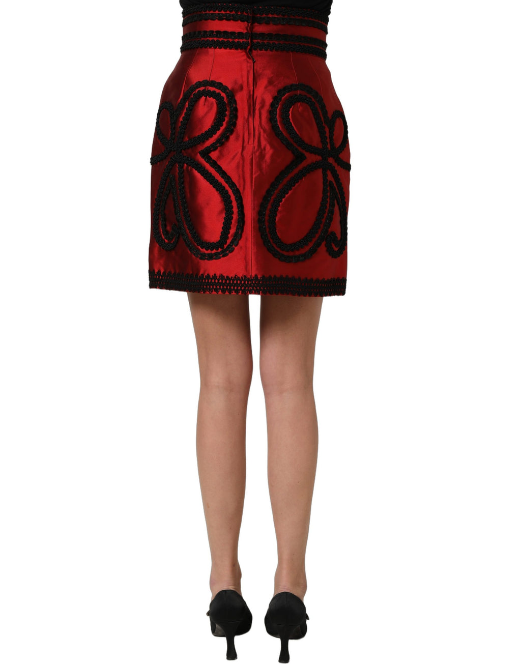 Red Soutache Embroidery A-line Mini Skirt